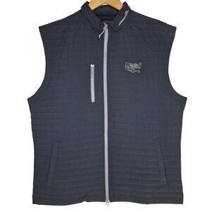 Johnnie-O Crosswind Vest Mens Large Black Quilted Full Zip Texas National Logo